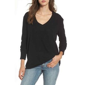 Bp Ribbed V Neck Black Sweater